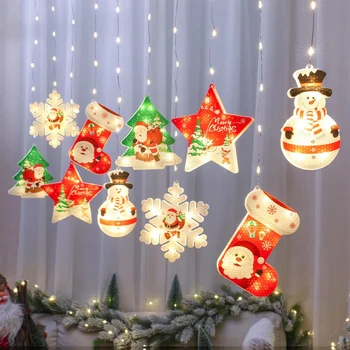 A210 Waterproof USB-Powered Christmas LED Lanterns Curtain Lights & Gypsophila Ice Strip Light String IP44 Window Decorations