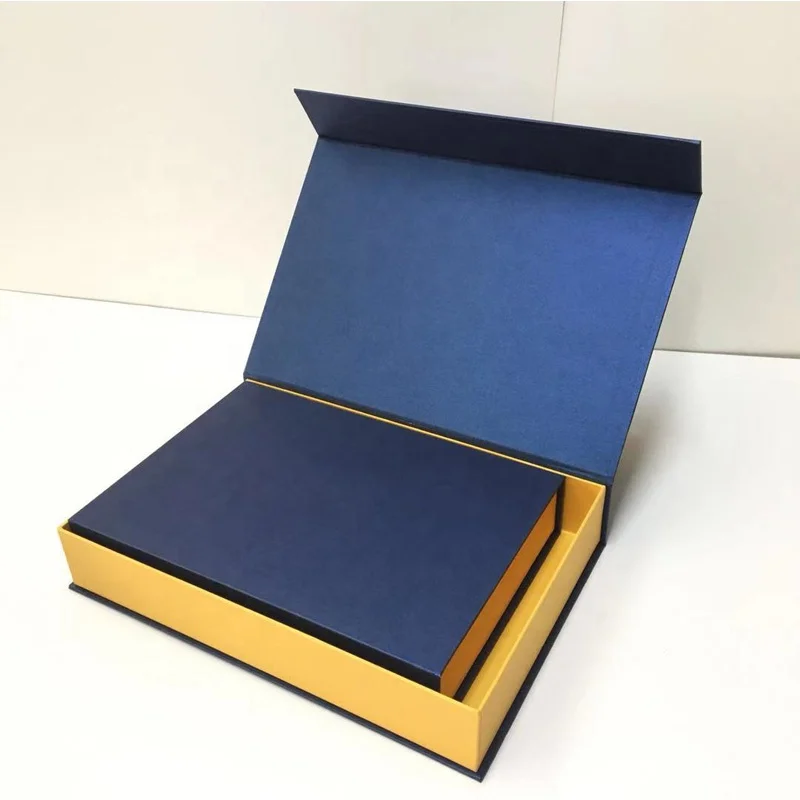 Wholesale Custom Print Luxury Deep Bule Flap Lid Cardboard Gift Packing Magnetic Closure Gift Rigid Paper Box