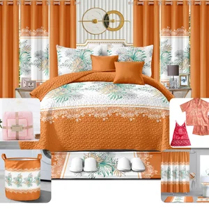 Luxurious Bedding with Quilted Coverings - Bedroom Multi-piece Set - Factory Wholesale - with Curtains - Pajamas