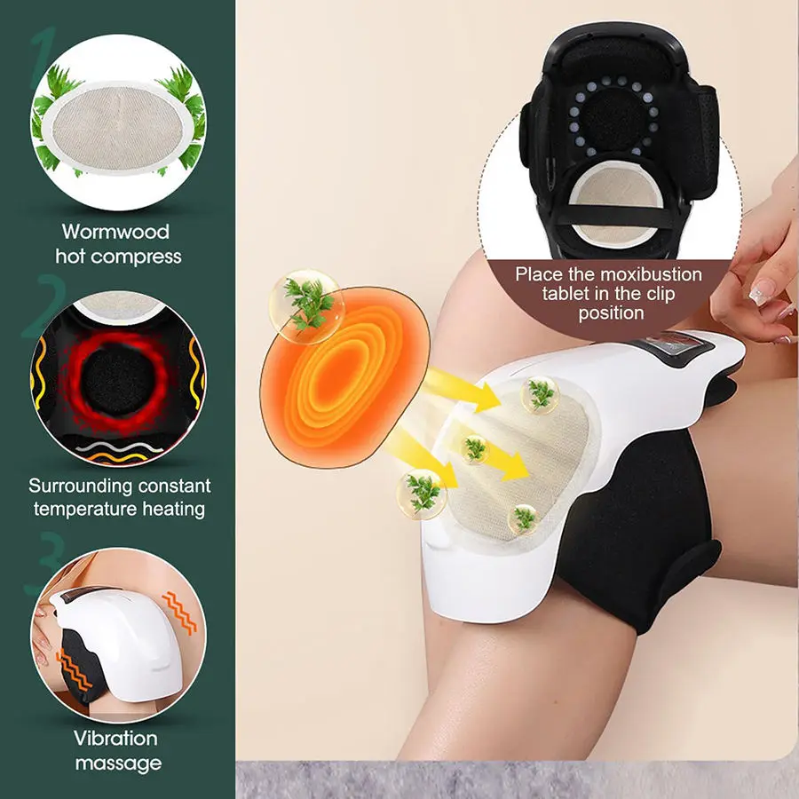 Adjustable Vibration Cordless 3 in 1 Heated Knee Pad Brace Warmer Circulation Therapy Pain Relief Electric Heated Knee Massager