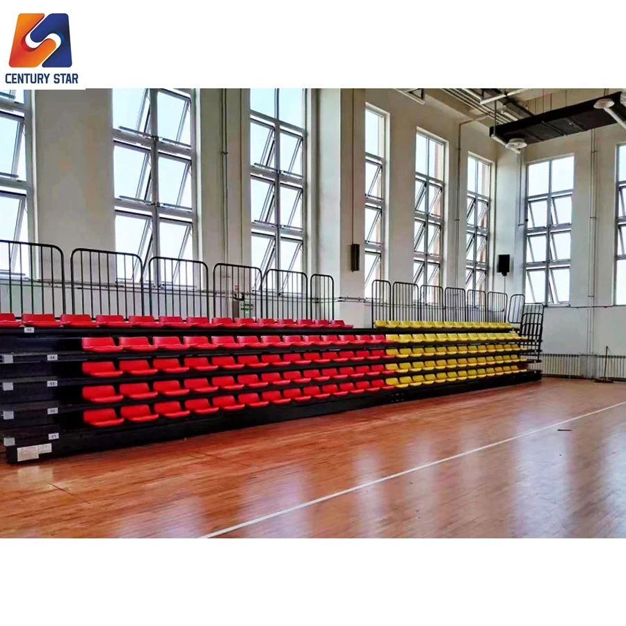 Stainless Steel Manual HDPE Bench Retractable Gym Plastic Seats for Basketball Bleachers