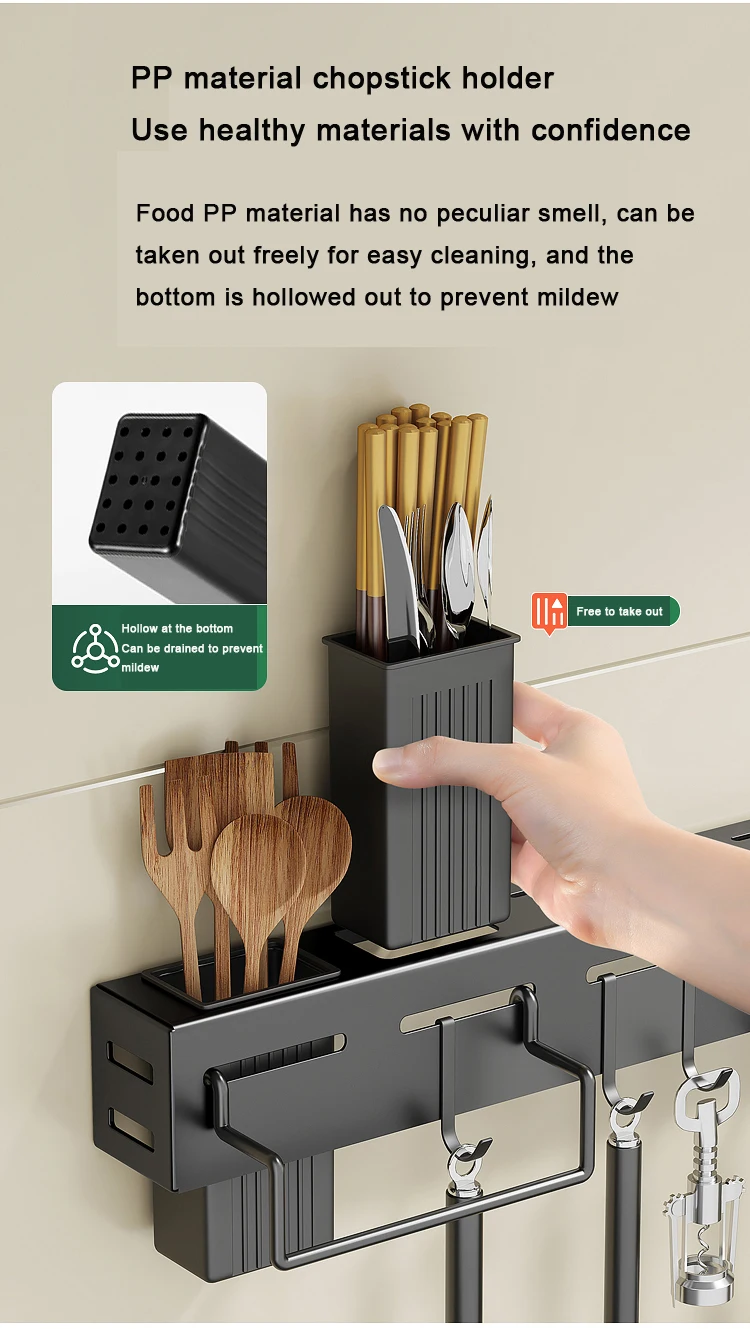 Stainless Steel Knife Rack Wall Mounted Non-perforated Shelf Nailfree ...
