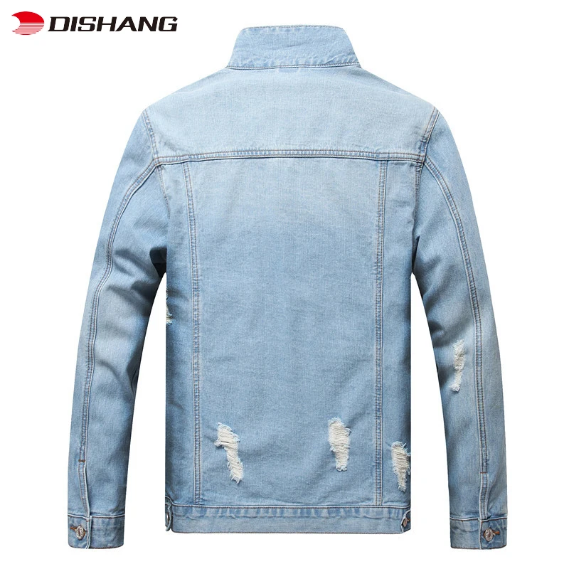 Slim Fit Ripped Denim Jacket Coat 