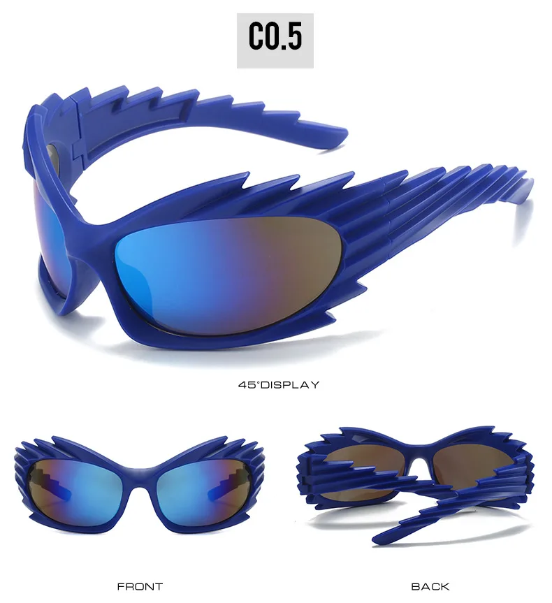 SPIKE BLACK Punk INS Trending Y2K Sunglasses Super Cool Sports Riding Cycling Fashion Sunglasses Gafas De Sol