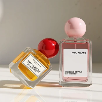 Custom logo 50ML 70ML 100ML Cologne Clear Glass Perfume Pump Sprayer Bottles Empty With Plastic Cap and Box Packaging