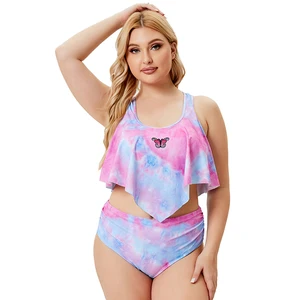 2022 New Tie Dye Sexy Swimsuit for Women Two Piece High Waisted Plus Size Tankini Bikini Set Woman Swimwear Bathing Suit