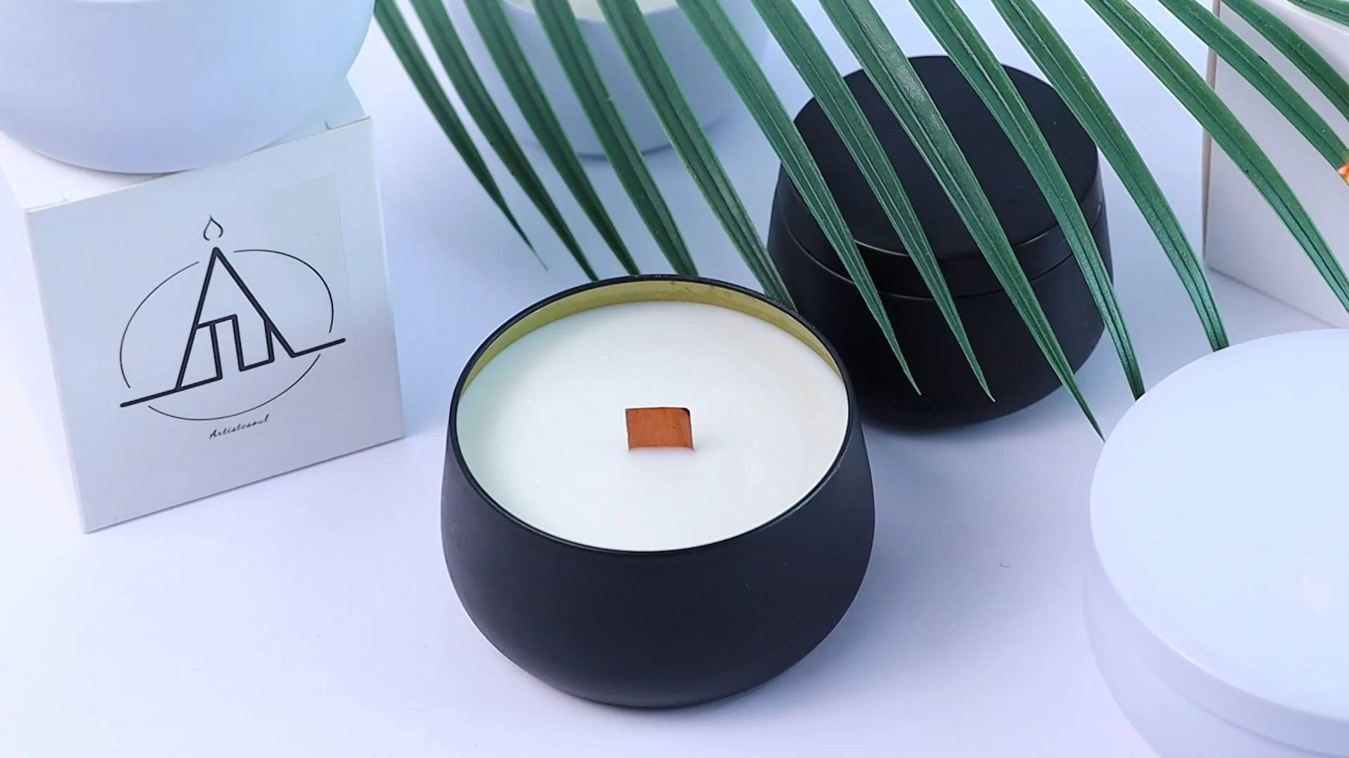 Luxury Glass Black Candle Jars Custom Private Label Candle Gift Set