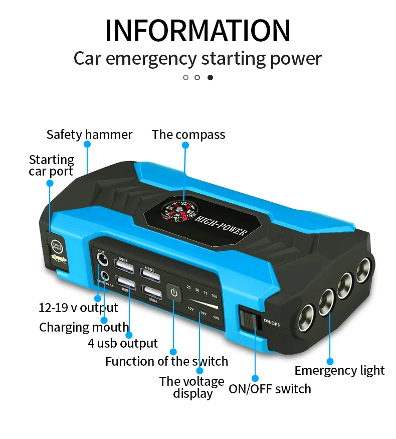 【新品】カースターター電源、28000mAh 4 USBポータブルカーバッテリーブースター充電器 ジャンプスターター 12V 28000mAh 大容量 非常用電源 充電器 ジャンプ