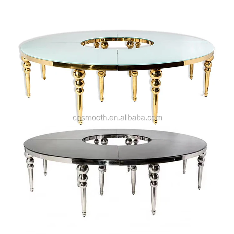 Luxury Golden Moon Table Half Round Stainless Steel Wedding Dining Table for Events