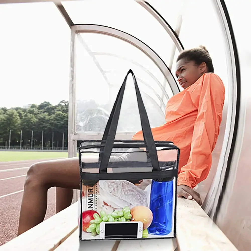 Transparent PVC Clear Women's Tote Bag with Zipper Convenient Shopping Bag