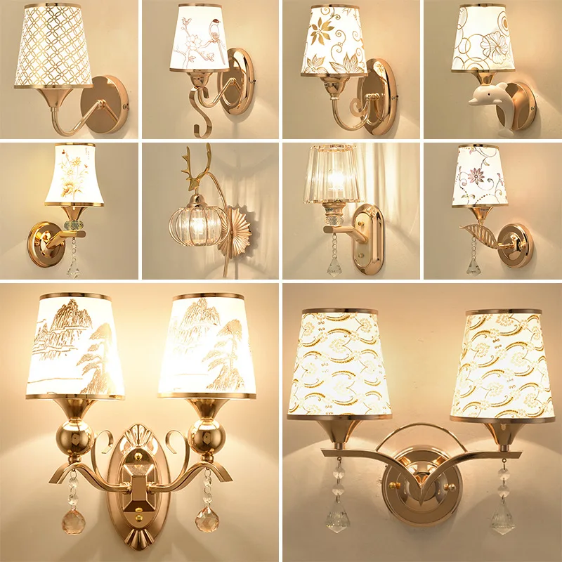 Modern Simple LED Bedroom Lamp Golden Iron Body Wall Lamp for Living Room TV Wall Aisle Staircase Balcony Bedside