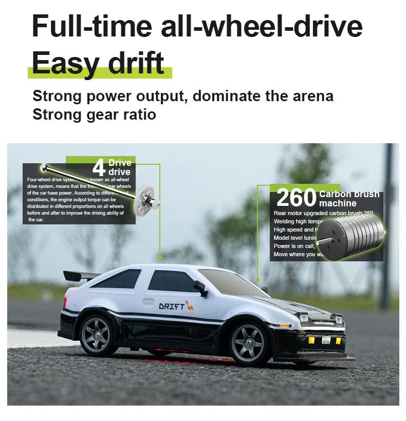 HOSHI Ae86 1:16 RC Car 2.4G High-speed Drift Car With Led Lights S921 S922 S923 S924 4WD Remote Control Vehicle for Kids Gifts