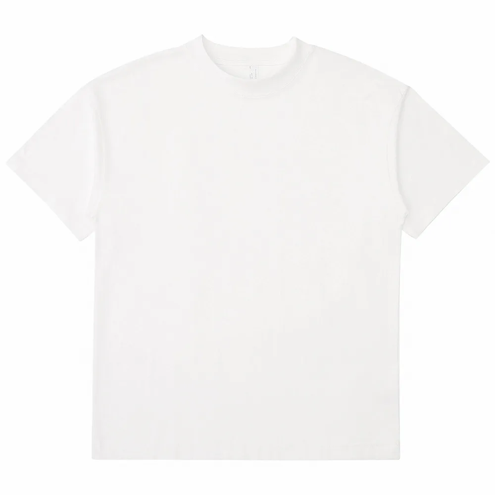 Custom Streetwear Men White Heavyweight T-shirt Boxy Fit Thick Collar ...