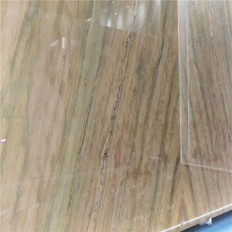 product luxury  stone silk quartzite slab brazil exotic decoration slab yellow book match wall and floor tiles-4