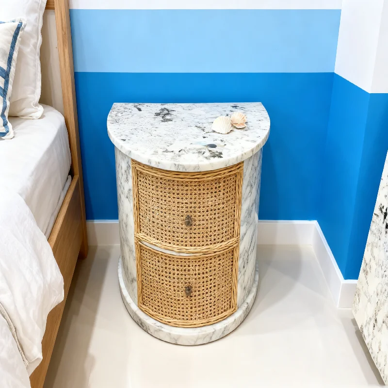 product natural stone alaska white granite modern nightstand for bedroom hotel suite villa apartment-5