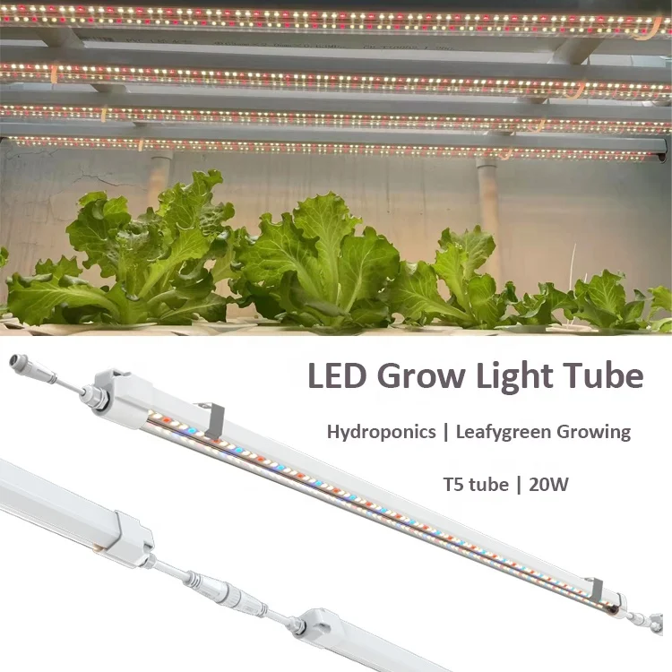 IP65 Hydroponics T5 Grow Lights, 4ft Full Spectrum 20W LED Light Tube ...