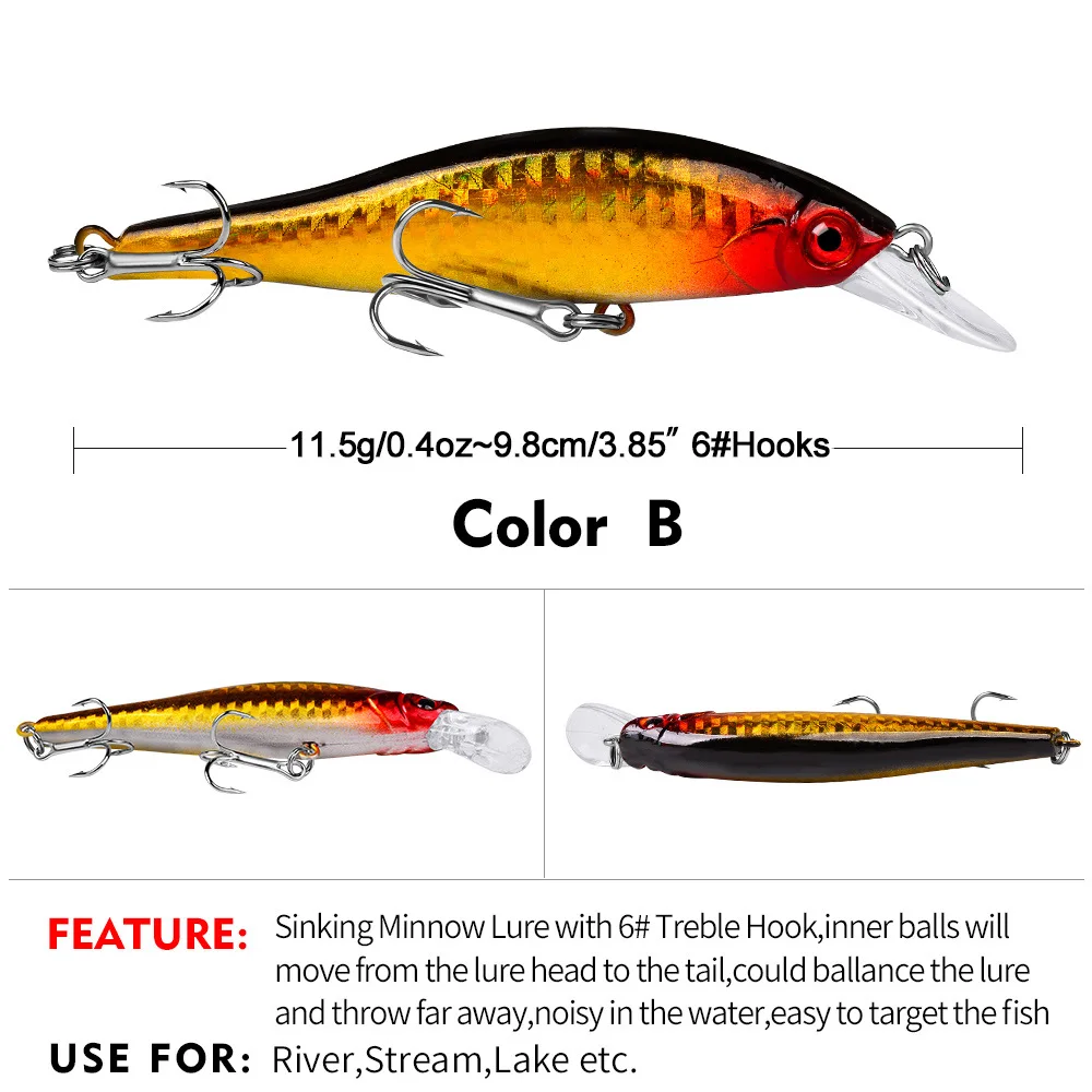 1pc/Box 11cm 13.4g Minnow Lure Bait For Far Casting In Freshwater