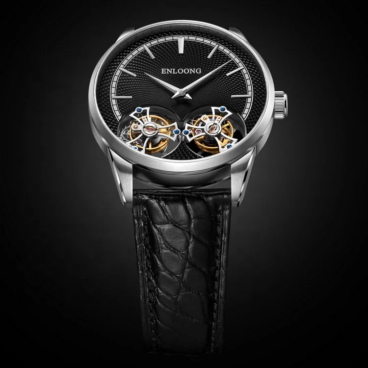 
2020 ENLOONG Real Luxury Double Tourbillon Watches Men Stainless Steel Sapphire OEM Mechanical Wrist Watch Man Tourbillon Watch 
