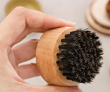 Round Wood Mini Mustache Brush High Quality Beard Brush For Men Face Care Home Hotel Daily Use