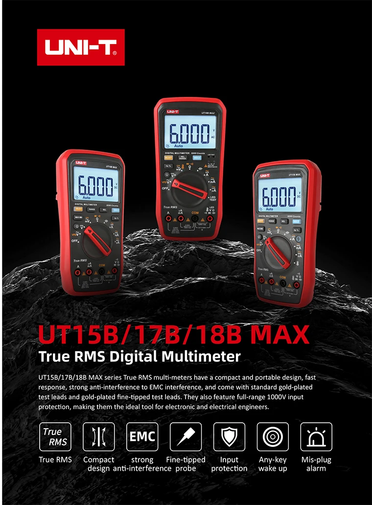 Unit Ut15b Max Series Digital Multimeters 1000v Ac Dc Voltage Meter