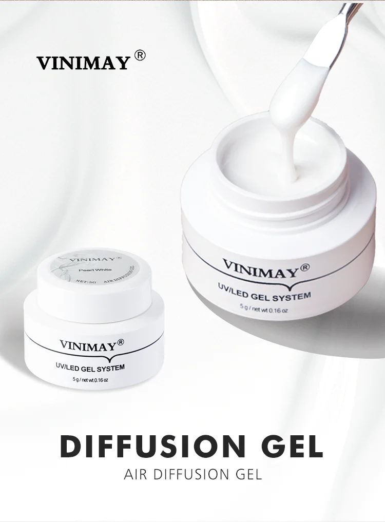 product vinimay new arrival diffusion gel black white pearl white three color air blooming gel matching reinforce base coat for nail art-2