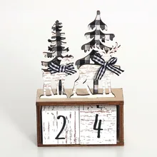 Wooden Christmas Advent Calender Block Christmas Table-top Decoration Festive Indoor Decoration