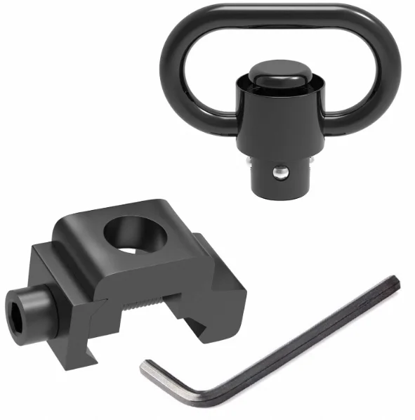 Luger QD Sling Swivel Mount 1\" Heavy Duty D-Loop Aluminium Alloy Sling Swivels for Quick Detach/Release 1pc Two Point Sling