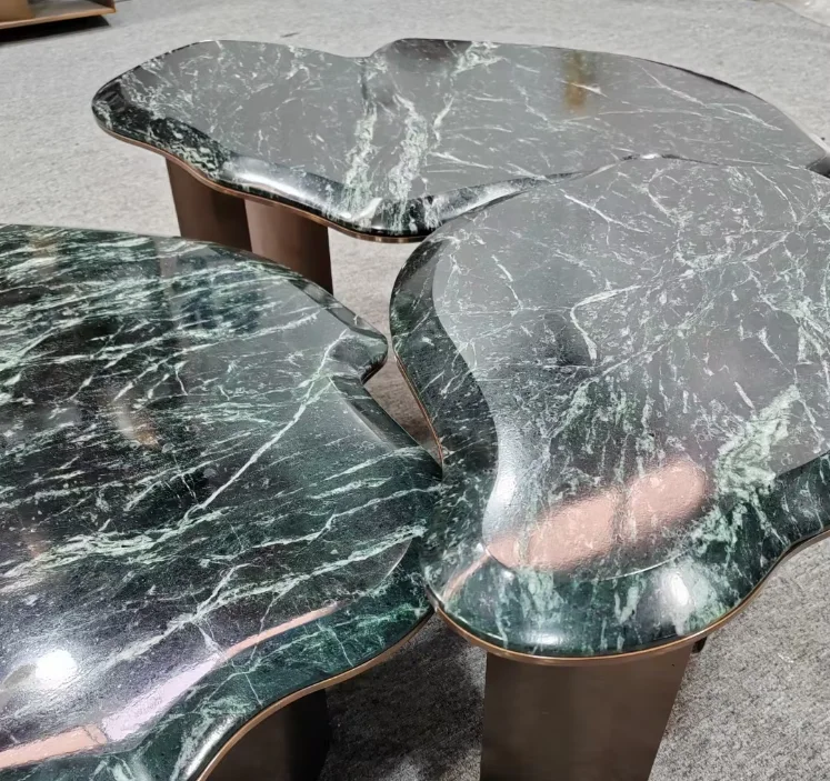 product ydstone luxury dining table in for  green featuring stone veneersuitable for home office-1