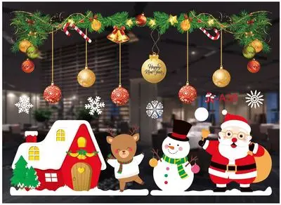 Новые рождественские украшения, цветные рождественские наклейки на окна, белые снежинки, наклейки на стену, бесшовные оконные наклейки