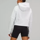 Hoodies Custom Streetwear Clothing Sports Fitness Long Sleeve Half Zip Cotton Crop Top Hoodies For Women