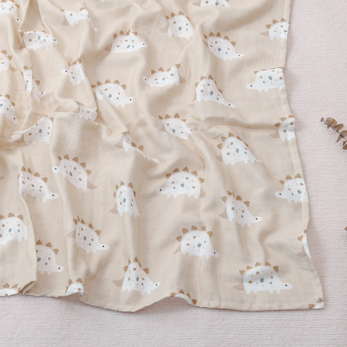 Happy Flute Custom Swaddle Blanket Breathable Cotton Muslin Soft Receiving Baby Blanket Neutral Swaddle Wrap
