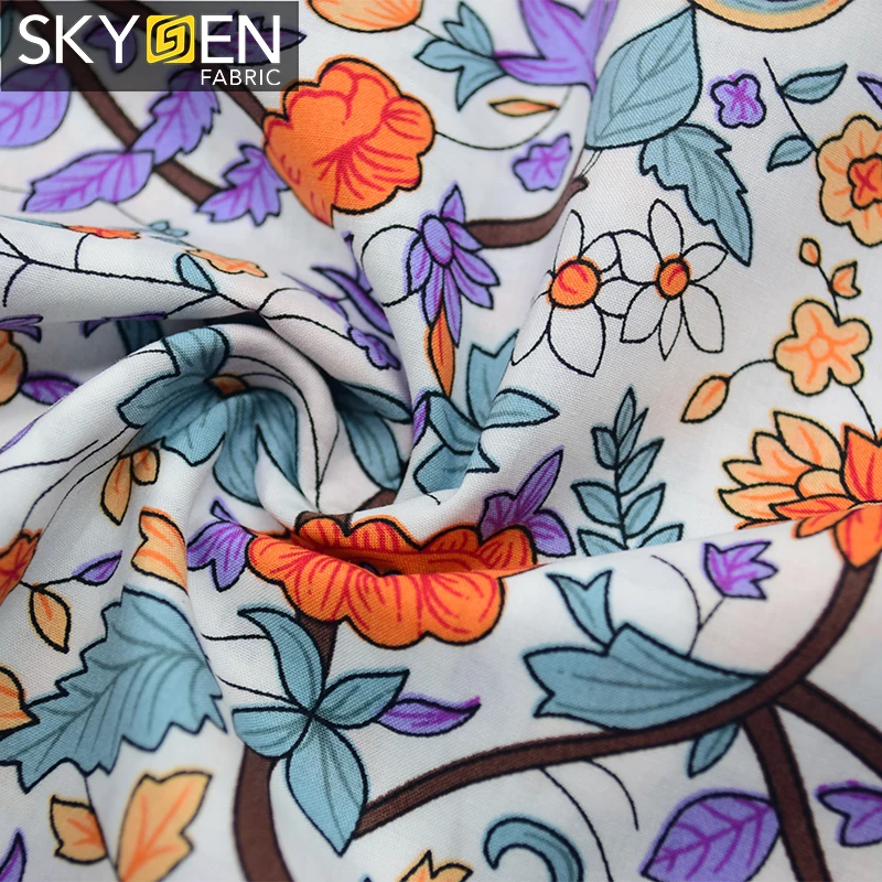 Guangzhou Zhongda Market Textile Cotton Skygen Ready Stock Plain 100% Cotton Floral Fabric Printed Fabric Shirts Fabrics