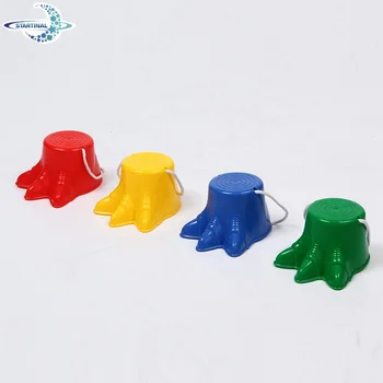 Colorful Kids Plastic Animal Footprints Bucket Walking Stilts With Rope ...