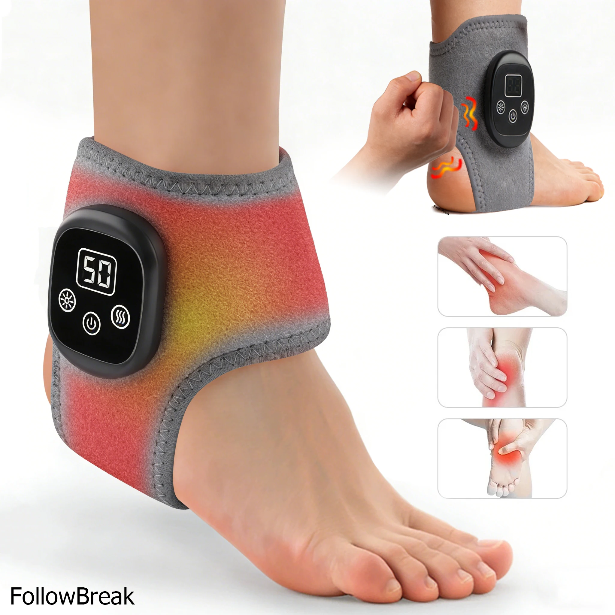 2026 Hot Selling Electric Ankle Warmer Massager Heated Protection Foot Heat Compress Brace Timing Control High-Class Polyester