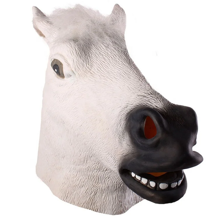 PoeticExist Anime Party Animal Hacker Cyberpunk Horse Head Face Anime Scary Latex Horror Celebrities Halloween Realistic Mask