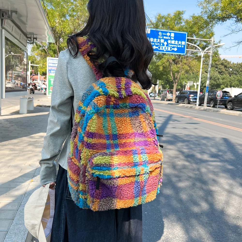 Fashion Children School Bags Cute Fleece Kids Plush  Backpack Boys Girls School Bags Mini Mochila College Book Bag Winter