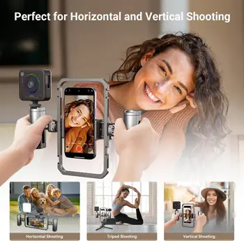 Small Rig Universal Smartphone Video Rig Aluminium Alloy Phone Video Cage Grip with Cold Shoe Mount 2791B product image