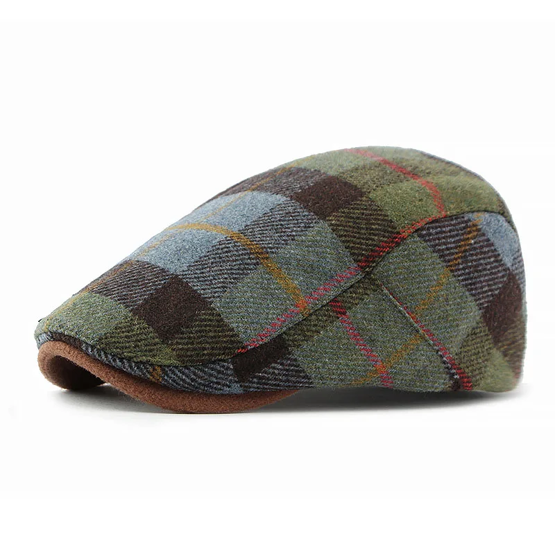 Classic Harris Tweed Style Flat Newsboy Beret Hat Cabbie Beret Gatsby Irish  Plaid Ivy Driving Golf Flat Cap