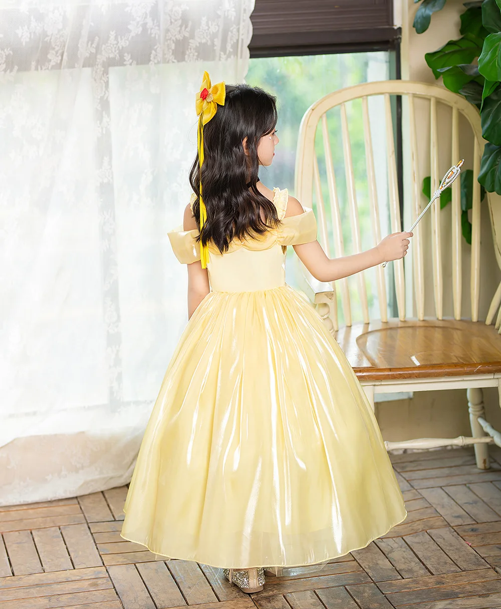 Halloween Princess Belle Dress for Girl Kids Cosplay Bella Beauty Princess  the Beast Costume Princess Dress Belle Costume