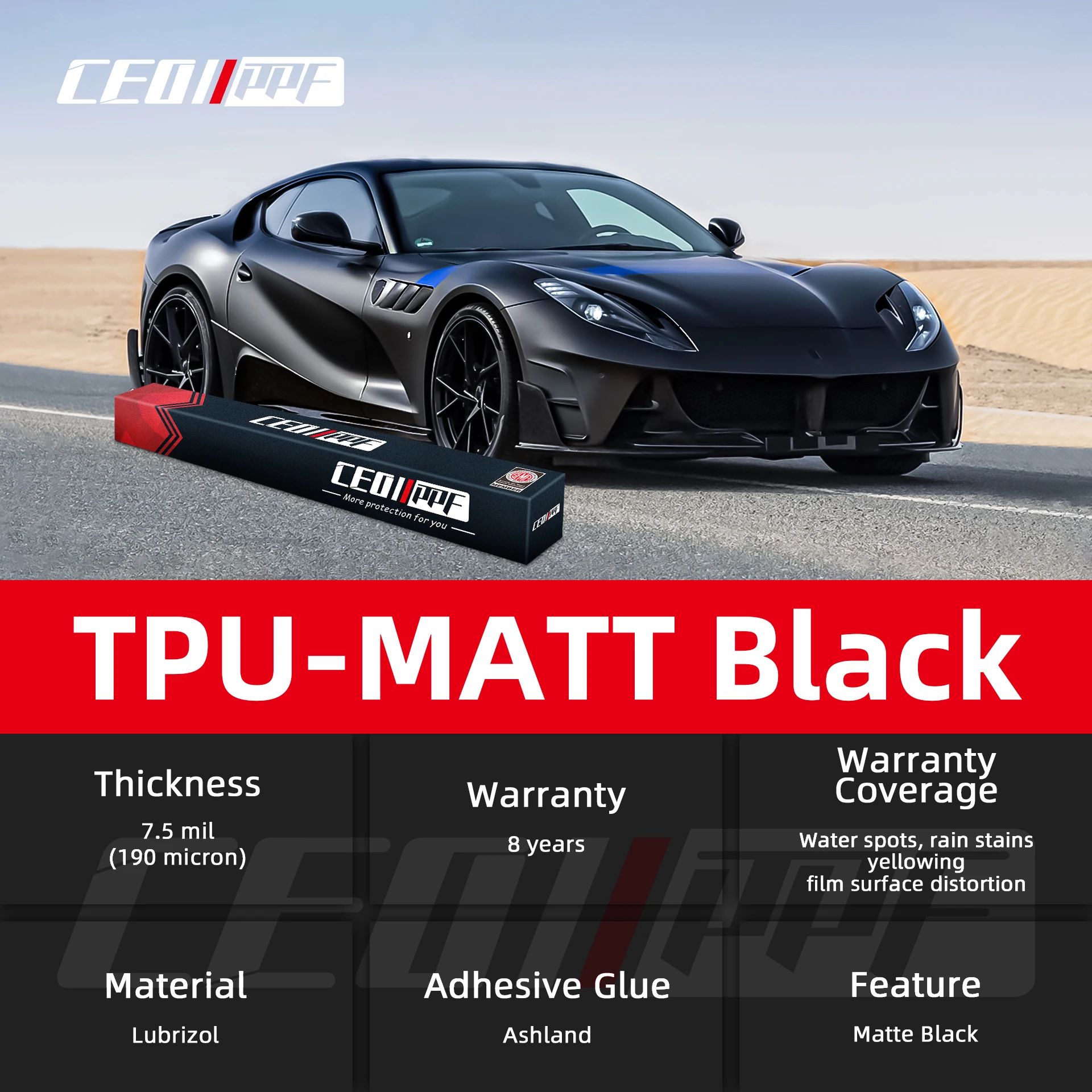 Satin Matte Paint Protection Film with 10 Years Warranty Self-adhesive UV Proof TPU PPF for Car Body