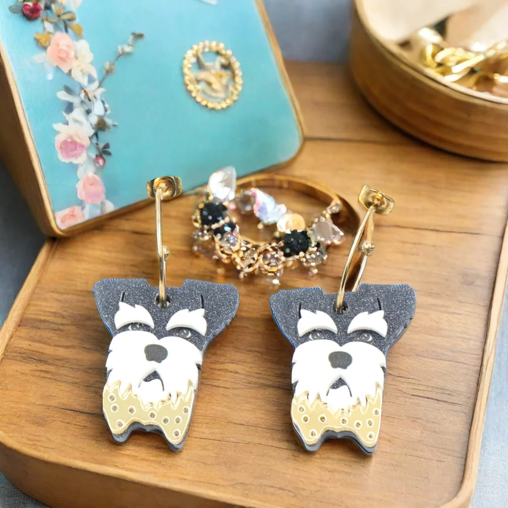 Cute Corgi Dog Acrylic Hoop Earrings for Women High Quality Trendy Animal Jewelry Yellow Gold Rhinestone Free Sample Available supplier