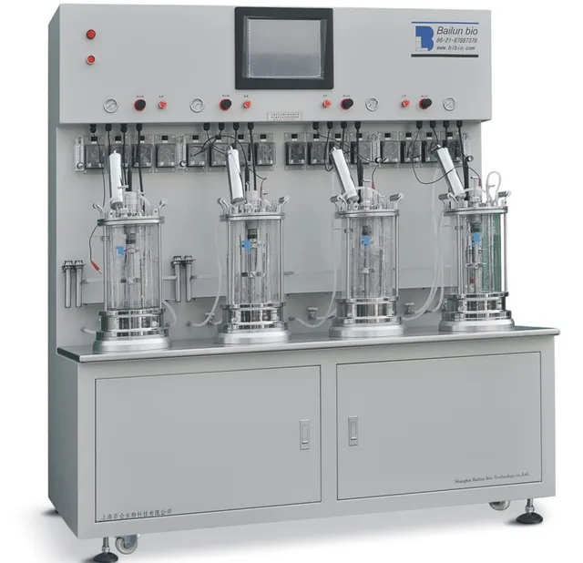 Laboratory Quadruple Parallel Glass Bioreactor Magnetic Stirring Fermentation tank BLBIO-XGC-4-H Fermentation Device