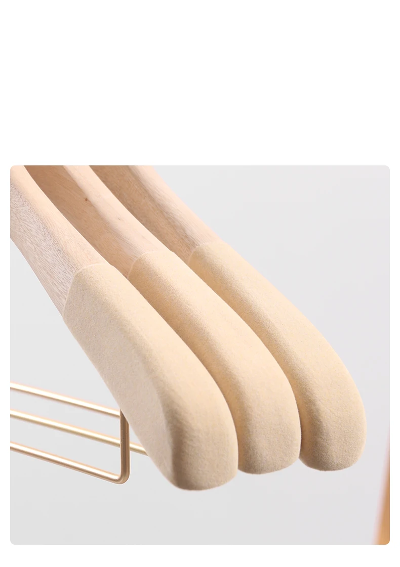 Wholesale Wood Hanger For Clothing Flocking Nonslip Hanger Camphor