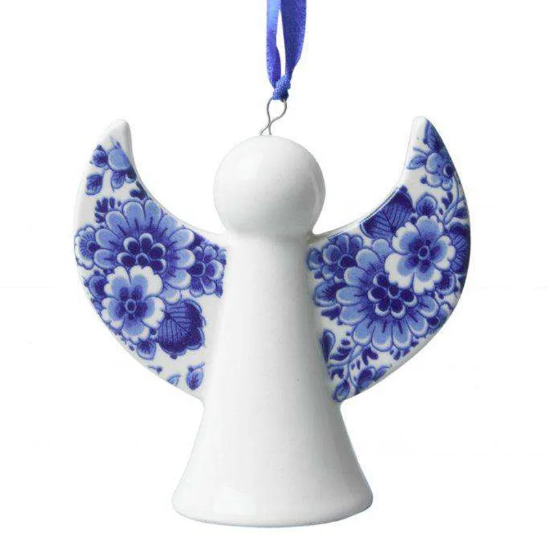 Enfeites de Árvore de Natal Personalizados, Suprimentos para Presentes, Enfeites de Anjos Pendurados em Porcelana Azul e Branca Antiga Chinesa
