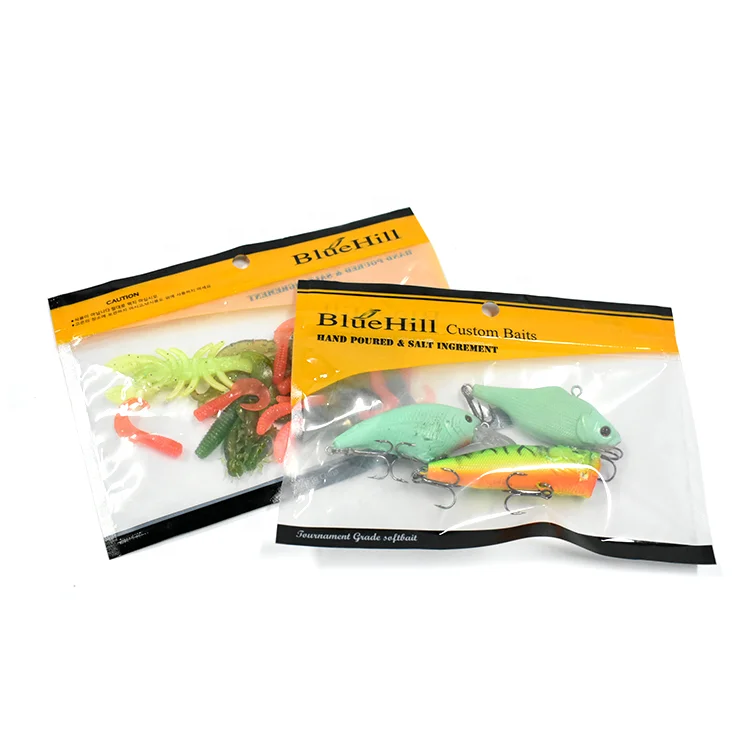 custom printed fish lure ziplock bags Custom Printed Moisture-Proof Flat 3-Side Sealed CPP Plastic Ziplock Small  Fishing Bait Water-Soluble Packaging Bag