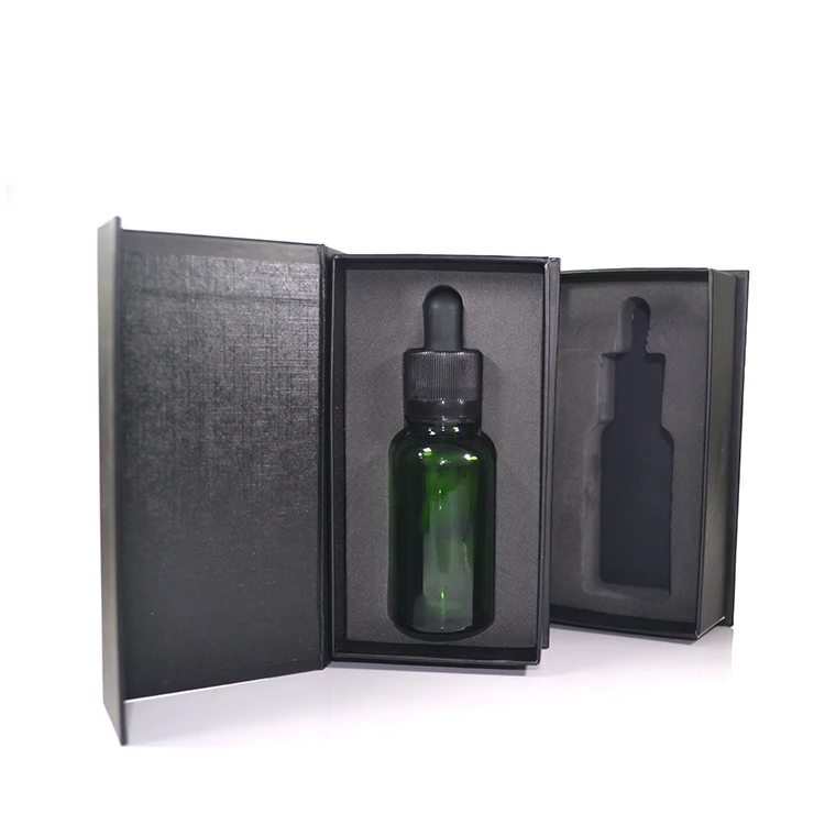 Recycled 10ml 15ml 20ml 30ml 50ml 100ml Colored  Essential Oil Glass Dropper Bottle  Customized Black Paper Box