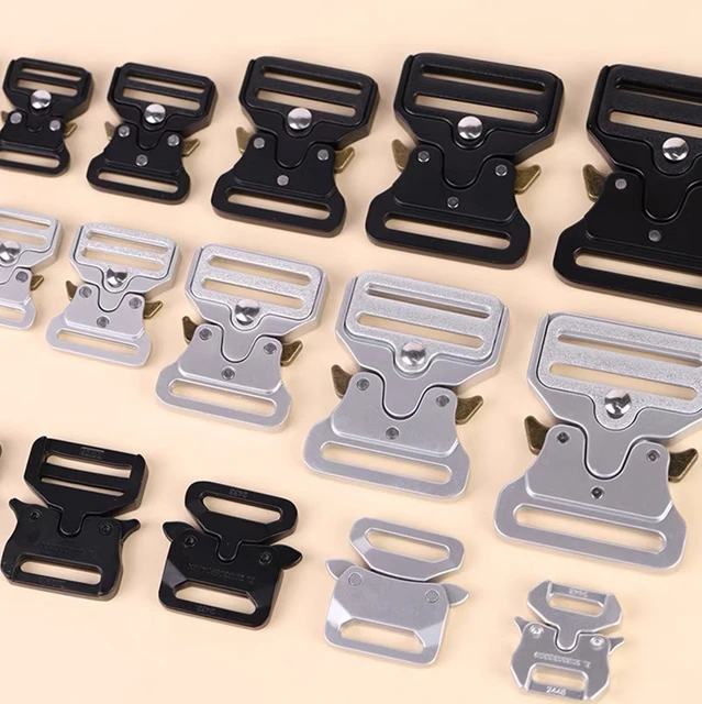 Wholesale High quality metal seat buckle hardware black silver side release buckle