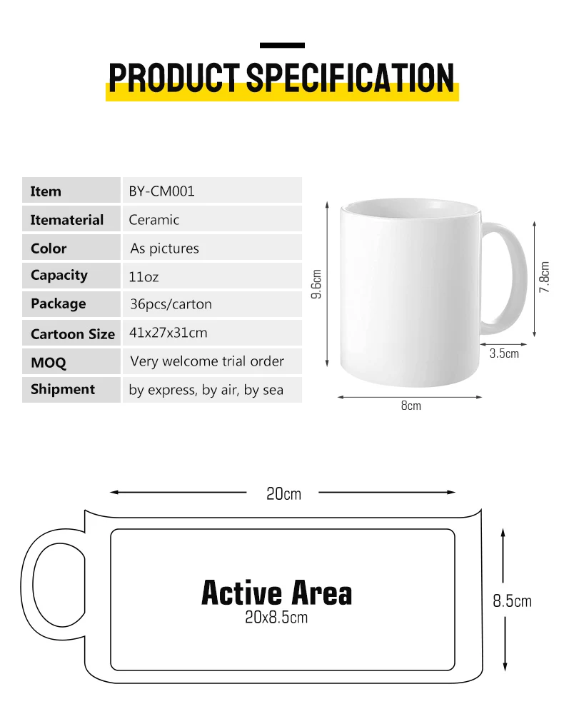 Wholesale Customizable Porcelain Coffee Mugs Blank Sublimation 11oz ...