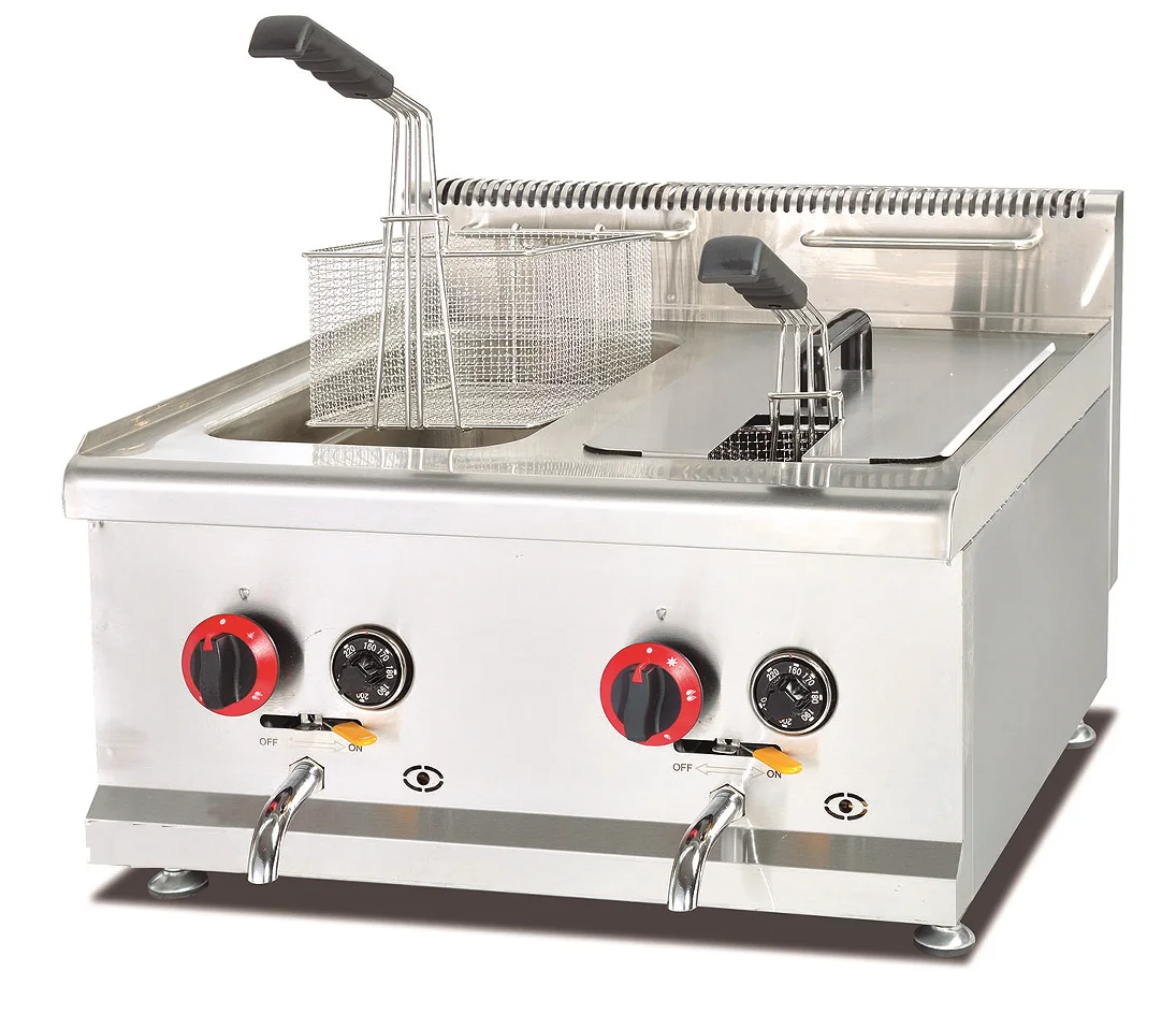 Commercial Double Tank Gas Benchtop Table Top Deep Fryer Machine for