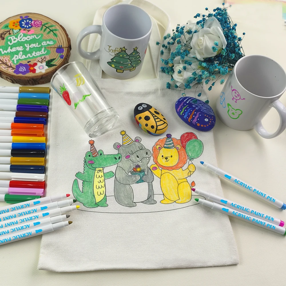 KHY 2023 USA Market Hot Sale Write Maker for Art Draw Car Toy Lettering Tip Eco Friendly Felt Children Color Acrylic Marker Pen